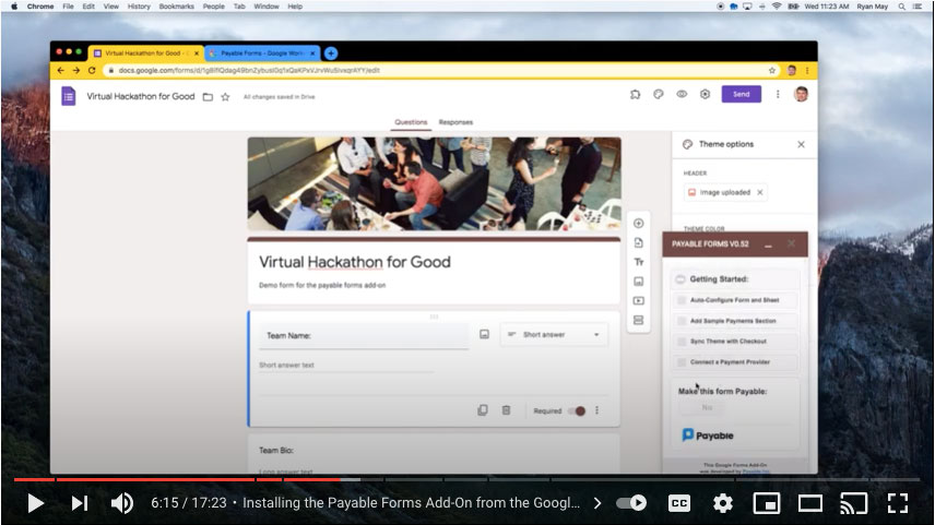 Video about how to setup a paid event registrations with Google Forms.