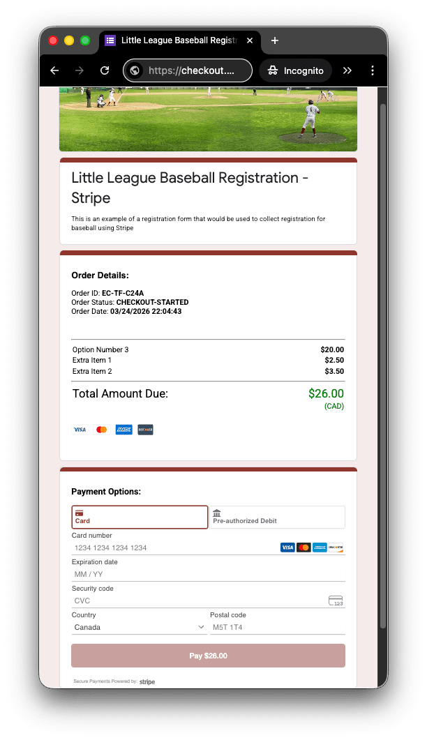 Google Forms payment checkout with Stripe